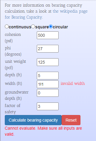 A screenshot showing an error message when the user types something invalid into the input box