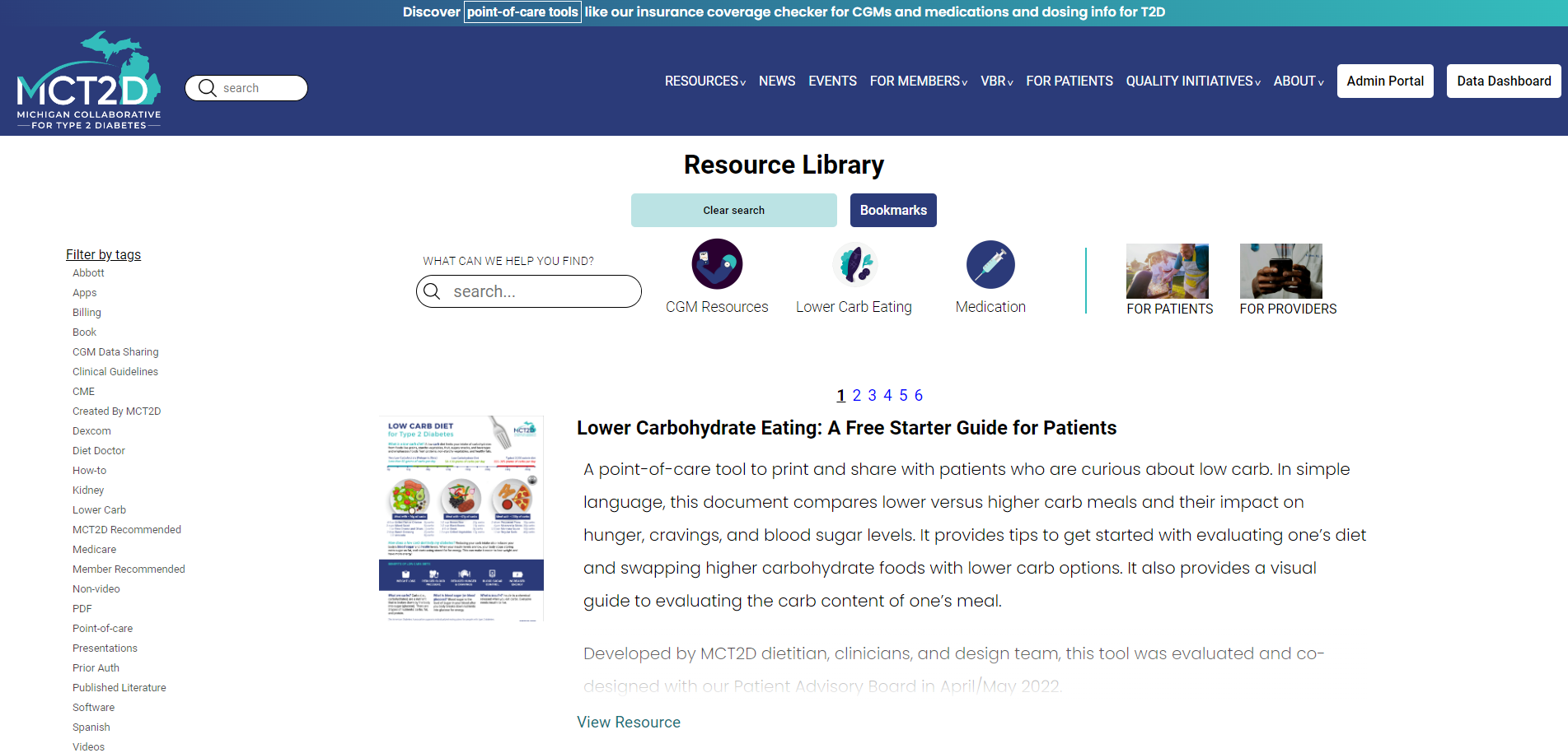 Screenshot of the MCT2D resource library